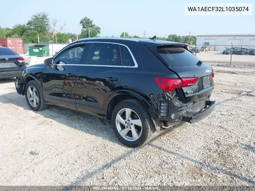 2020 Audi Q3 Premium 45 Tfsi Quattro Tiptronic VIN: WA1AECF32L1035074 Lot: 39846858