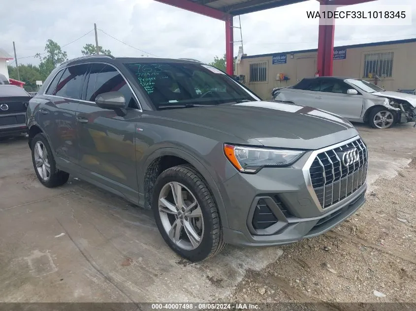 2020 Audi Q3 Premium 45 Tfsi S Line Quattro Tiptronic VIN: WA1DECF33L1018345 Lot: 40007498