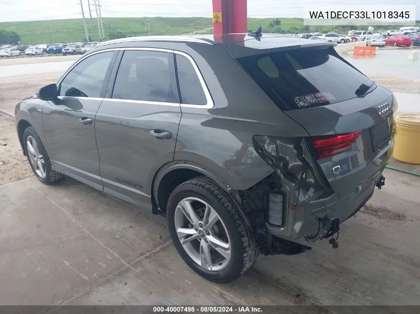 2020 Audi Q3 Premium 45 Tfsi S Line Quattro Tiptronic VIN: WA1DECF33L1018345 Lot: 40007498