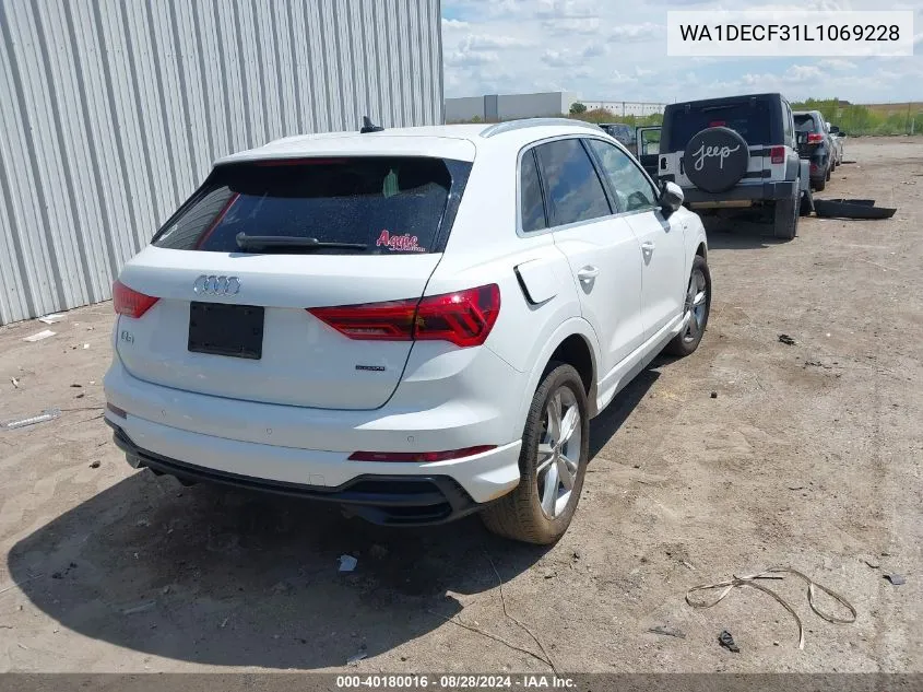 2020 Audi Q3 Premium 45 Tfsi S Line Quattro Tiptronic VIN: WA1DECF31L1069228 Lot: 40180016