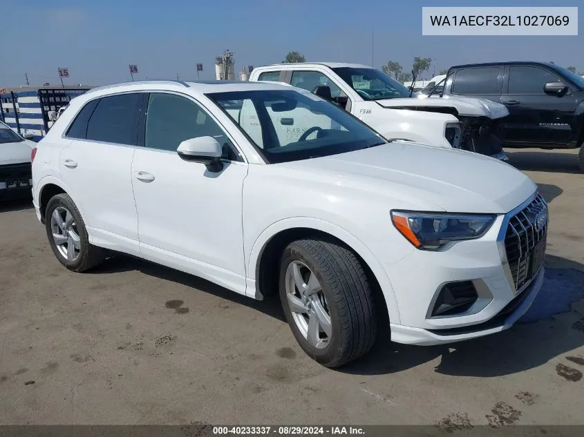 2020 Audi Q3 Premium 45 Tfsi Quattro Tiptronic VIN: WA1AECF32L1027069 Lot: 40233337