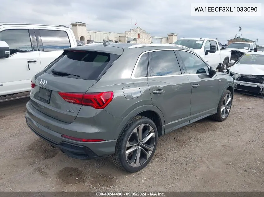 2020 Audi Q3 Premium Plus 45 Tfsi S Line Quattro Tiptronic VIN: WA1EECF3XL1033090 Lot: 40244490