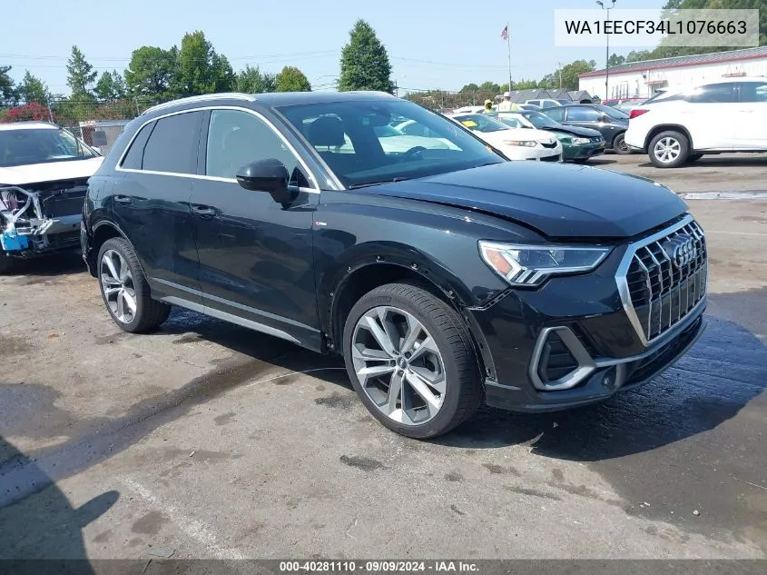 2020 Audi Q3 Premium Plus 45 Tfsi S Line Quattro Tiptronic VIN: WA1EECF34L1076663 Lot: 40281110