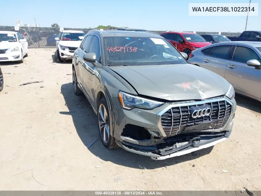 WA1AECF38L1022314 2020 Audi Q3 Premium