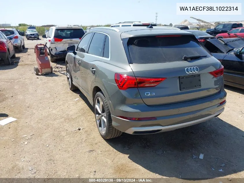 WA1AECF38L1022314 2020 Audi Q3 Premium