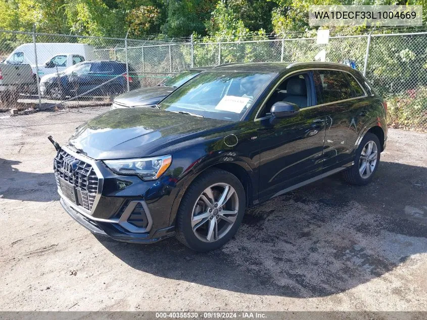 2020 Audi Q3 Premium 45 Tfsi S Line Quattro Tiptronic VIN: WA1DECF33L1004669 Lot: 40355530