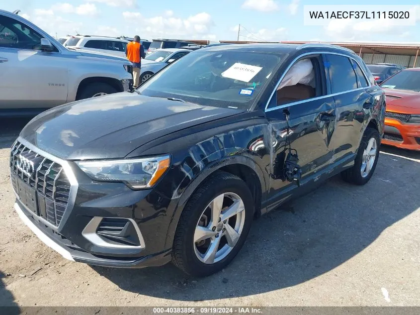 2020 Audi Q3 Premium 45 Tfsi Quattro Tiptronic VIN: WA1AECF37L1115020 Lot: 40383856