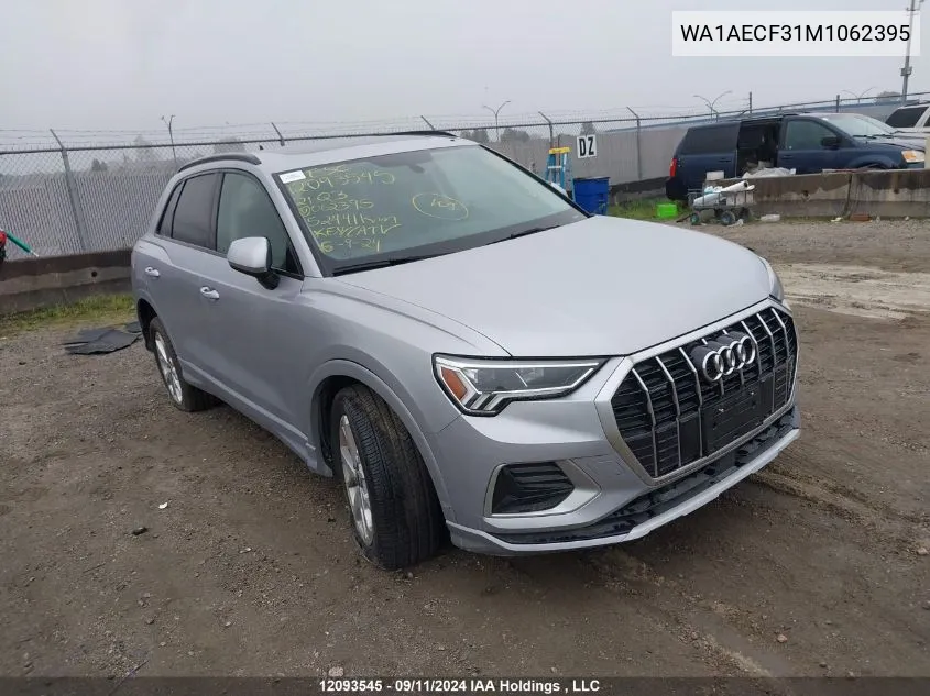 2021 Audi Q3 Komfort 45 VIN: WA1AECF31M1062395 Lot: 12093545