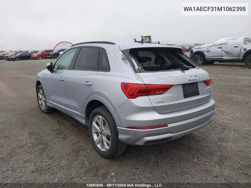 2021 Audi Q3 Komfort 45 VIN: WA1AECF31M1062395 Lot: 12093545