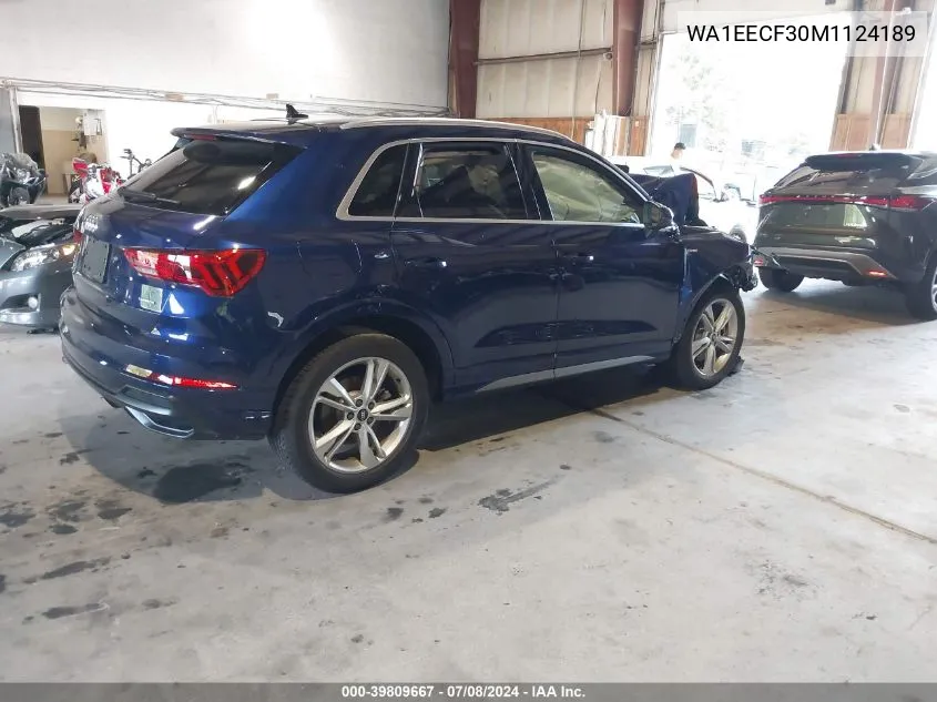 2021 Audi Q3 Premium Plus 45 Tfsi S Line Quattro Tiptronic VIN: WA1EECF30M1124189 Lot: 39809667