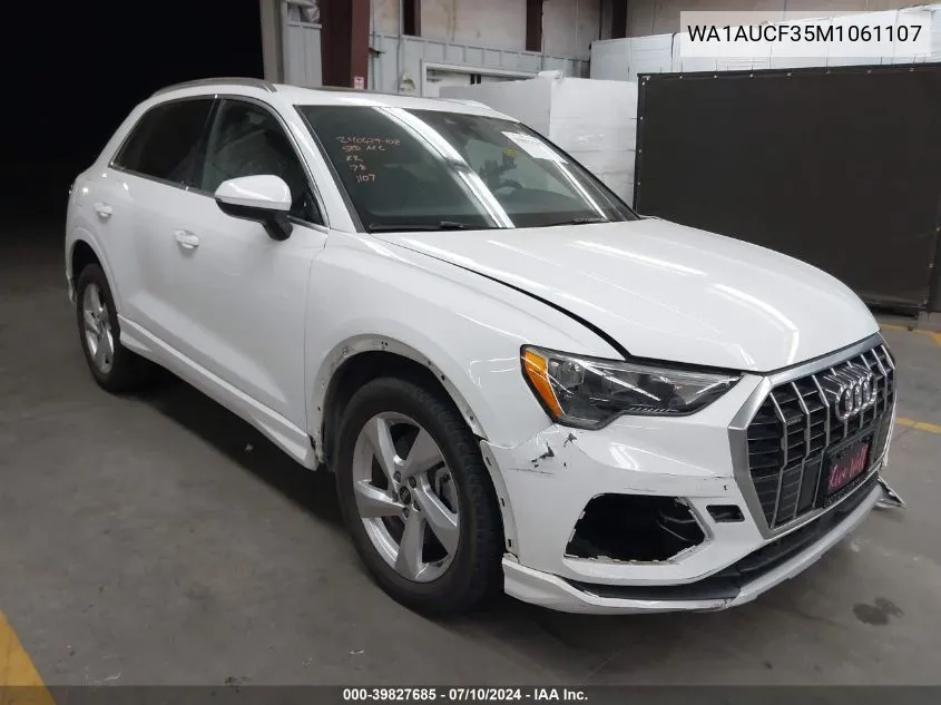 2021 Audi Q3 Premium 40 VIN: WA1AUCF35M1061107 Lot: 39827685