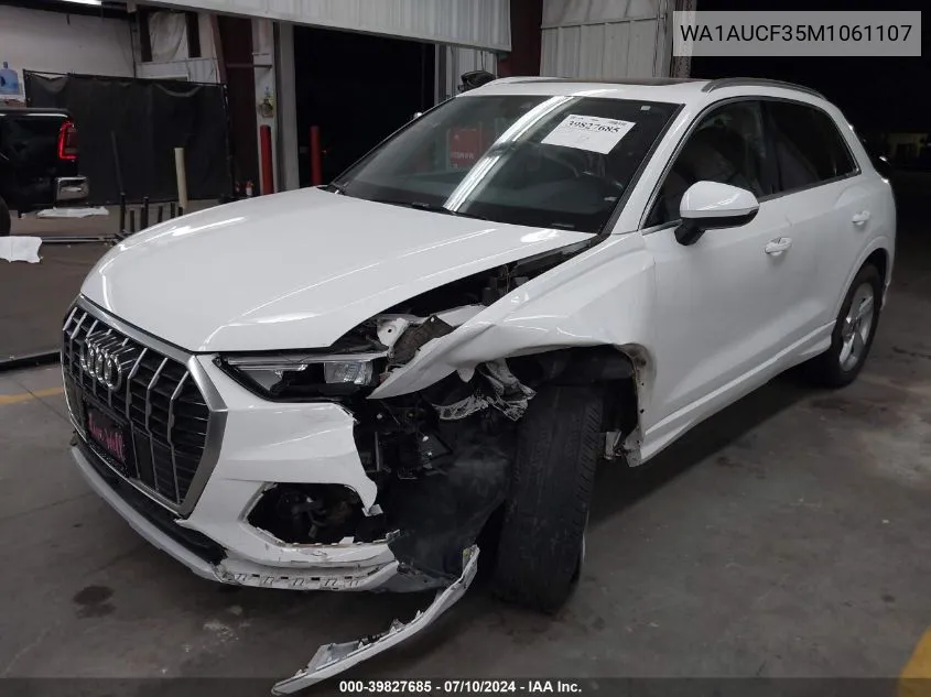 2021 Audi Q3 Premium 40 VIN: WA1AUCF35M1061107 Lot: 39827685