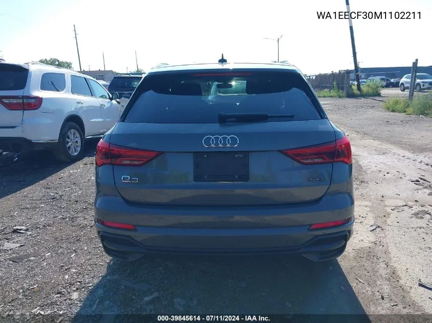 2021 Audi Q3 Premium Plus 45 Tfsi S Line Quattro Tiptronic VIN: WA1EECF30M1102211 Lot: 39845614