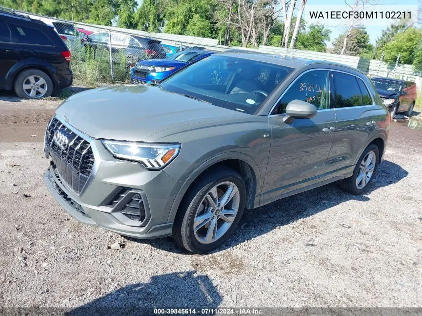 2021 Audi Q3 Premium Plus 45 Tfsi S Line Quattro Tiptronic VIN: WA1EECF30M1102211 Lot: 39845614