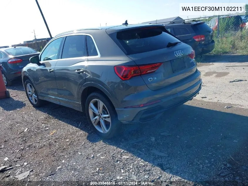 2021 Audi Q3 Premium Plus 45 Tfsi S Line Quattro Tiptronic VIN: WA1EECF30M1102211 Lot: 39845614