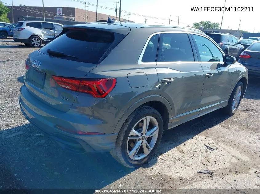 2021 Audi Q3 Premium Plus 45 Tfsi S Line Quattro Tiptronic VIN: WA1EECF30M1102211 Lot: 39845614