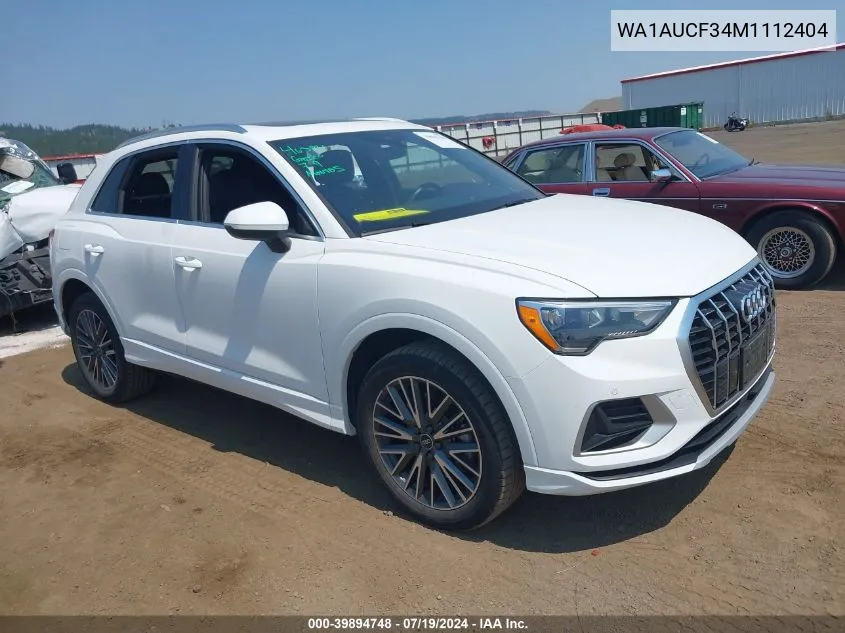 WA1AUCF34M1112404 2021 Audi Q3 Premium 40 Tfsi Quattro Tiptronic