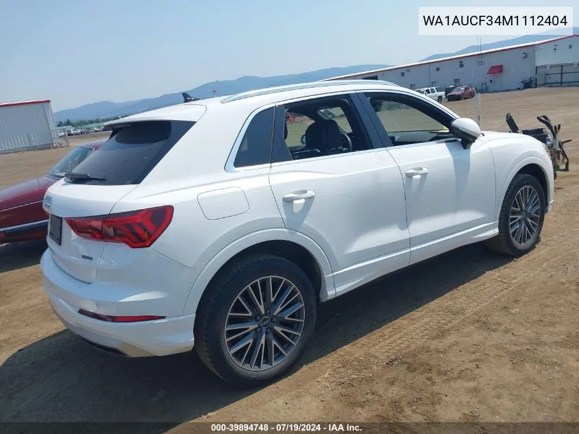 2021 Audi Q3 Premium 40 Tfsi Quattro Tiptronic VIN: WA1AUCF34M1112404 Lot: 39894748