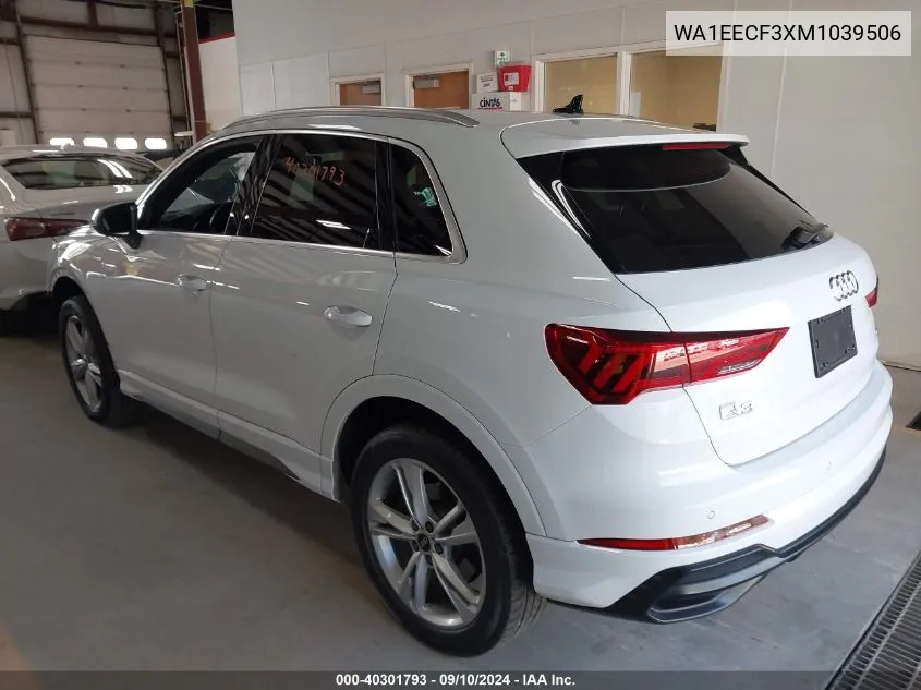 WA1EECF3XM1039506 2021 Audi Q3 Premium Plus 45 Tfsi S Line Quattro Tiptronic