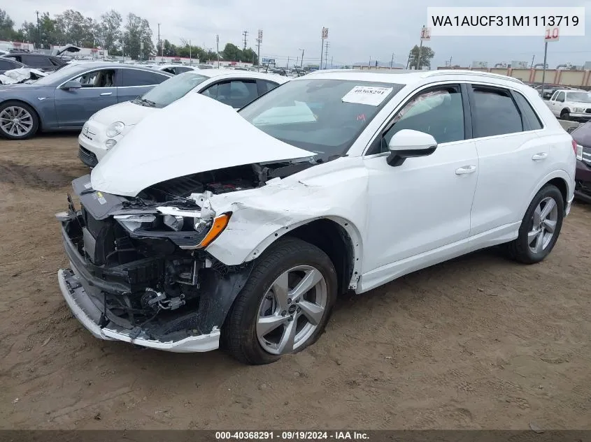 WA1AUCF31M1113719 2021 Audi Q3 Premium 40 Tfsi Quattro Tiptronic