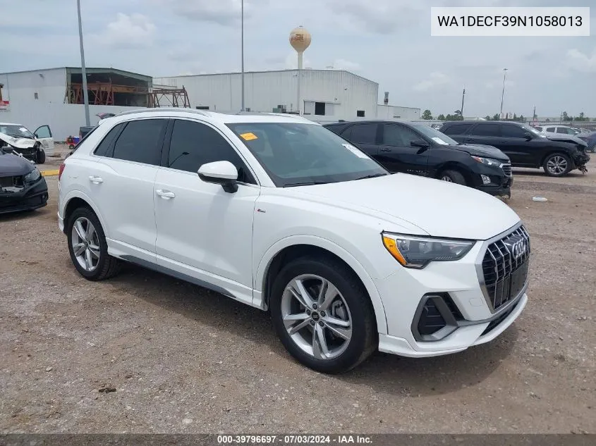 2022 Audi Q3 Premium 45 Tfsi S Line Quattro Tiptronic VIN: WA1DECF39N1058013 Lot: 39796697