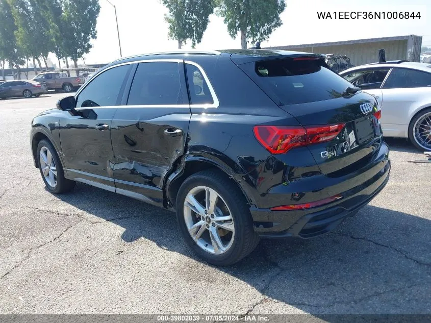 2022 Audi Q3 Premium Plus 45 Tfsi S Line Quattro Tiptronic VIN: WA1EECF36N1006844 Lot: 39802039