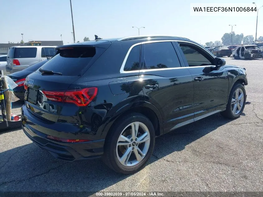 2022 Audi Q3 Premium Plus 45 Tfsi S Line Quattro Tiptronic VIN: WA1EECF36N1006844 Lot: 39802039