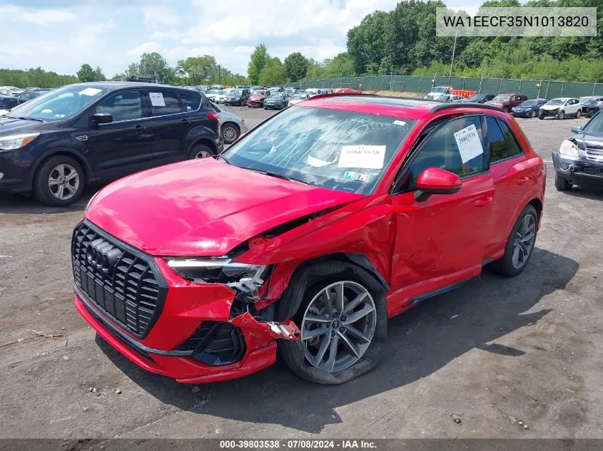 WA1EECF35N1013820 2022 Audi Q3 Premium Plus 45 Tfsi S Line Quattro Tiptronic