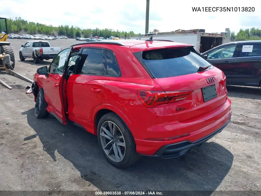 2022 Audi Q3 Premium Plus 45 Tfsi S Line Quattro Tiptronic VIN: WA1EECF35N1013820 Lot: 39803538