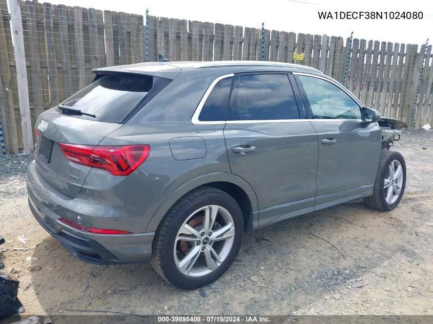 2022 Audi Q3 Premium S Line 45 VIN: WA1DECF38N1024080 Lot: 39895408