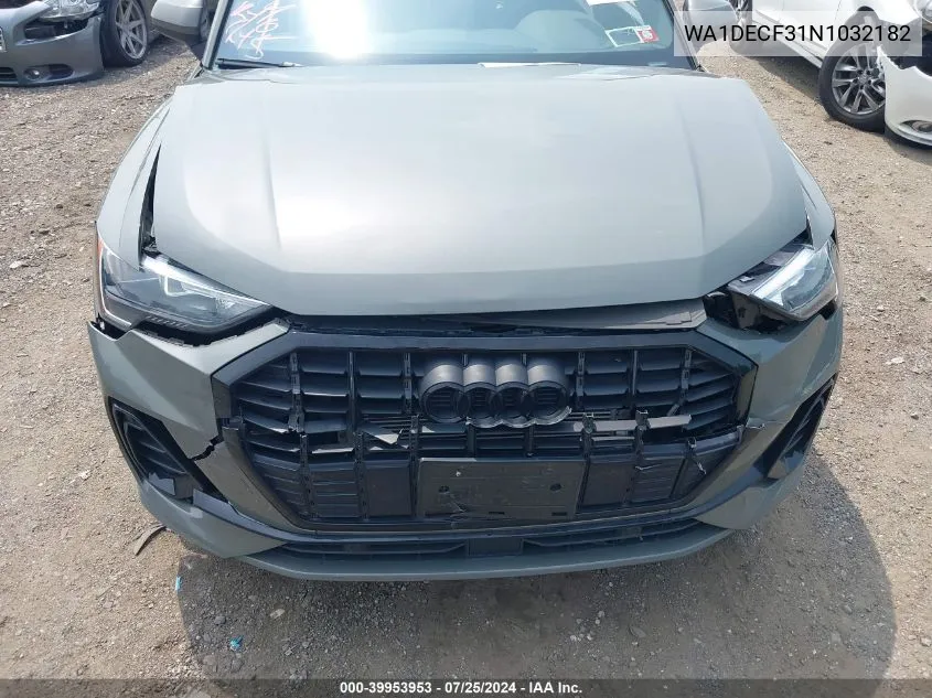 2022 Audi Q3 Premium 45 Tfsi S Line Quattro Tiptronic VIN: WA1DECF31N1032182 Lot: 39953953