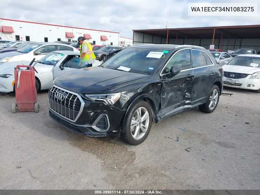 2022 Audi Q3 Premium Plus 45 Tfsi S Line Quattro Tiptronic VIN: WA1EECF34N1083275 Lot: 39981114