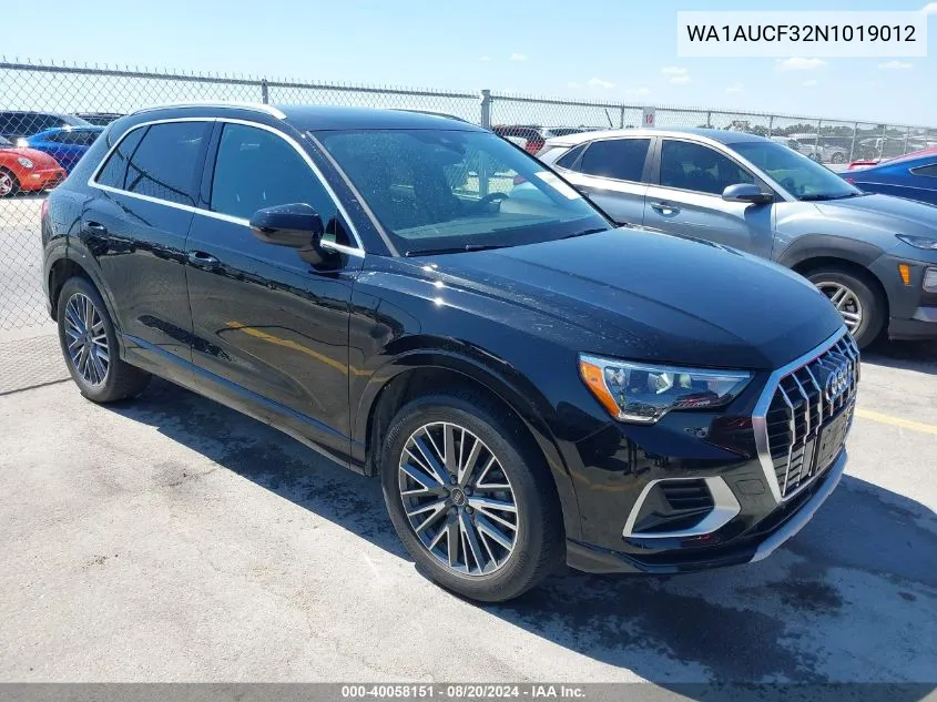 WA1AUCF32N1019012 2022 Audi Q3 Premium 40 Tfsi Quattro Tiptronic