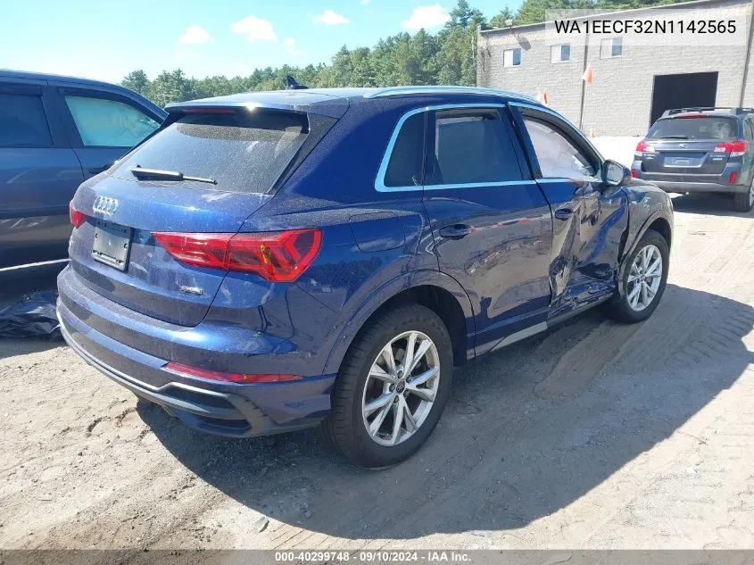 WA1EECF32N1142565 2022 Audi Q3 Premium Plus 45 Tfsi S Line Quattro Tiptronic