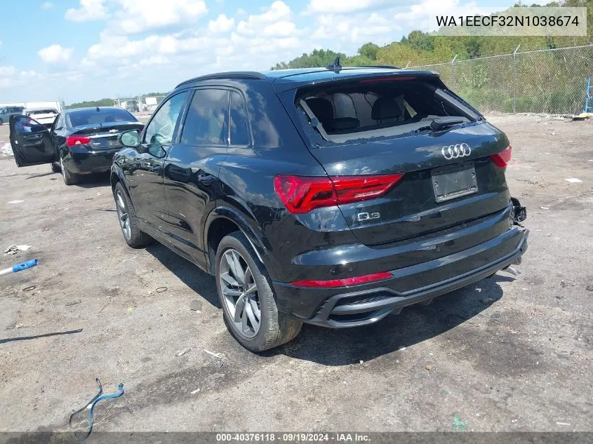 WA1EECF32N1038674 2022 Audi Q3 Premium Plus 45 Tfsi S Line Quattro Tiptronic