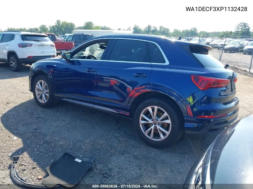 2023 Audi Q3 Premium 45 Tfsi S Line Quattro Tiptronic VIN: WA1DECF3XP1132428 Lot: 39863636