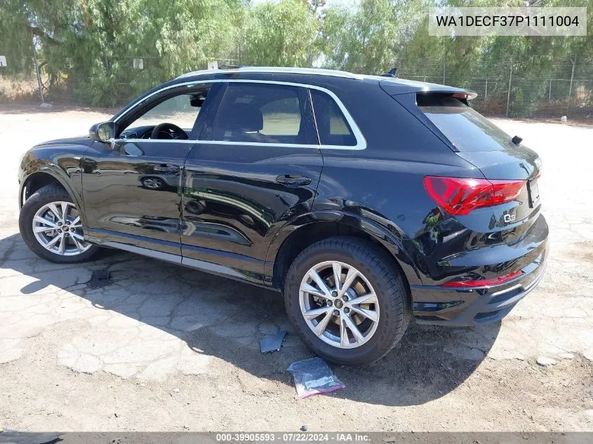 2023 Audi Q3 Premium 45 Tfsi S Line Quattro Tiptronic VIN: WA1DECF37P1111004 Lot: 39905593