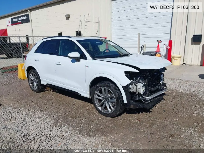 2023 Audi Q3 Premium 45 Tfsi S Line Quattro Tiptronic VIN: WA1DECF31P1031360 Lot: 40365579