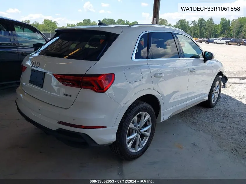 2024 Audi Q3 Premium 45 Tfsi S Line Quattro Tiptronic VIN: WA1DECF33R1061558 Lot: 39862053