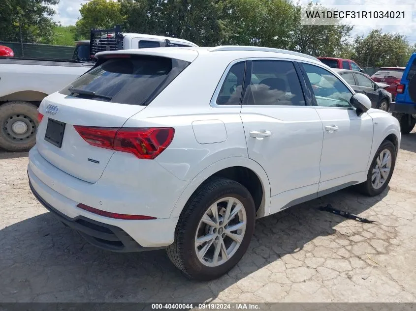 2024 Audi Q3 Premium 45 Tfsi S Line Quattro Tiptronic VIN: WA1DECF31R1034021 Lot: 40400044