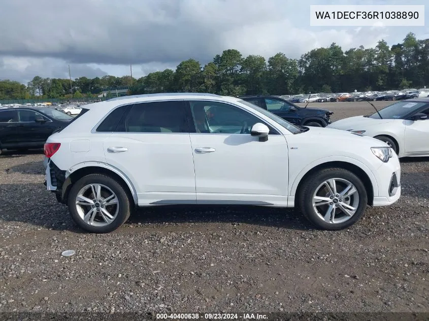 2024 Audi Q3 Premium 45 Tfsi S Line Quattro Tiptronic VIN: WA1DECF36R1038890 Lot: 40400638