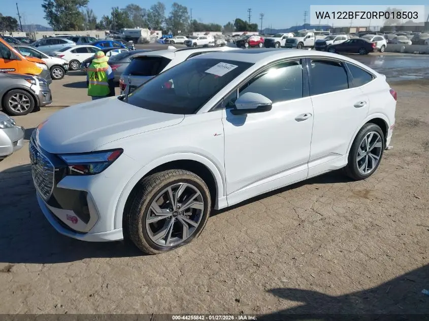 2024 Audi Q4 Sportback E-Tron Premium 50 Quattro VIN: WA122BFZ0RP018503 Lot: 44255842