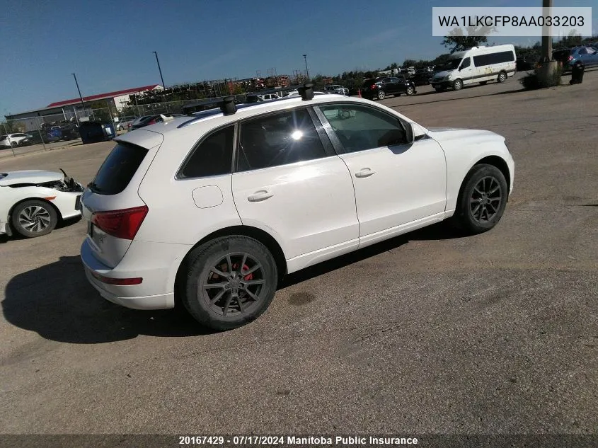 2010 Audi Q5 V6 VIN: WA1LKCFP8AA033203 Lot: 20167429