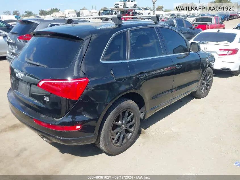 2010 Audi Q5 3.2 Premium VIN: WA1LKAFP1AA091920 Lot: 40361027