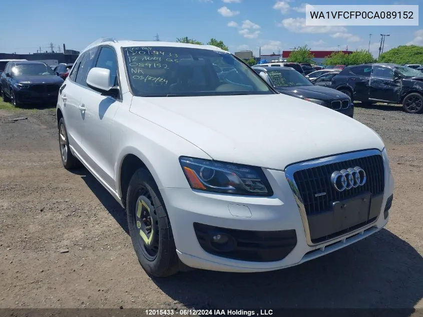 2012 Audi Q5 VIN: WA1VFCFP0CA089152 Lot: 12015433