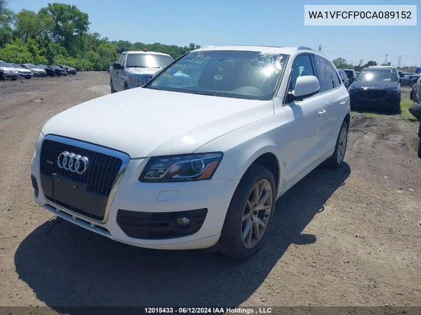 2012 Audi Q5 VIN: WA1VFCFP0CA089152 Lot: 12015433