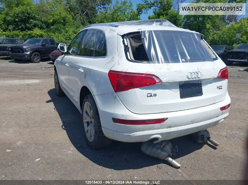 2012 Audi Q5 VIN: WA1VFCFP0CA089152 Lot: 12015433