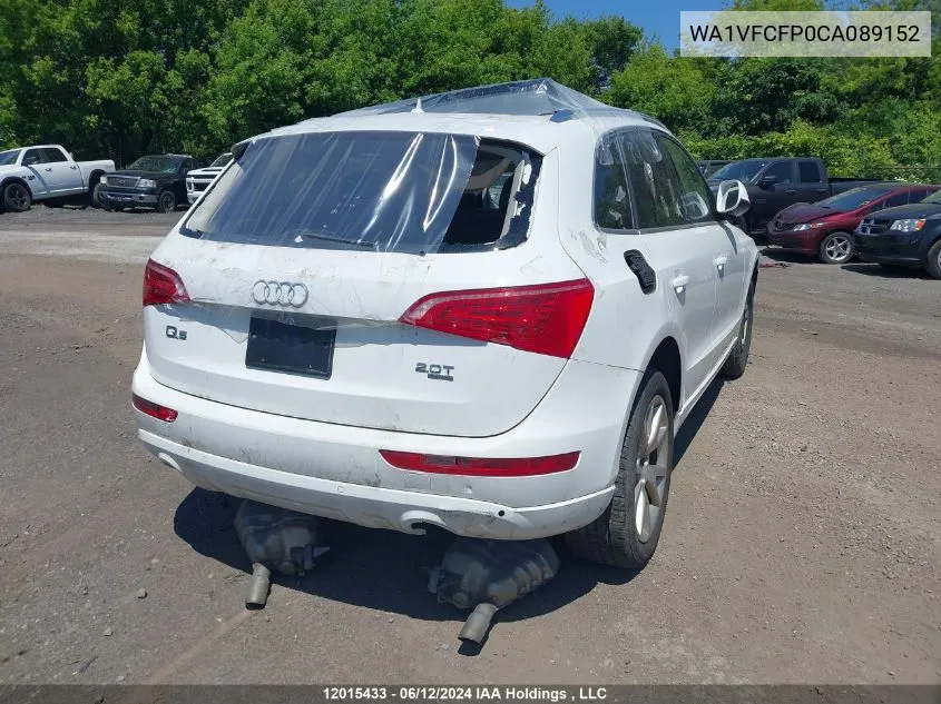 2012 Audi Q5 VIN: WA1VFCFP0CA089152 Lot: 12015433