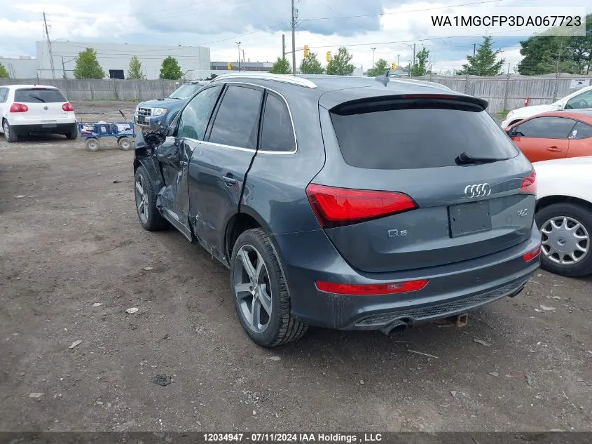 2013 Audi Q5 VIN: WA1MGCFP3DA067723 Lot: 12034947