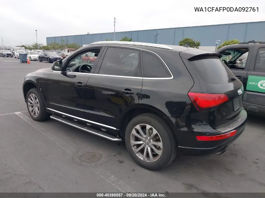 2013 Audi Q5 2.0T Premium VIN: WA1CFAFP0DA092761 Lot: 40395557